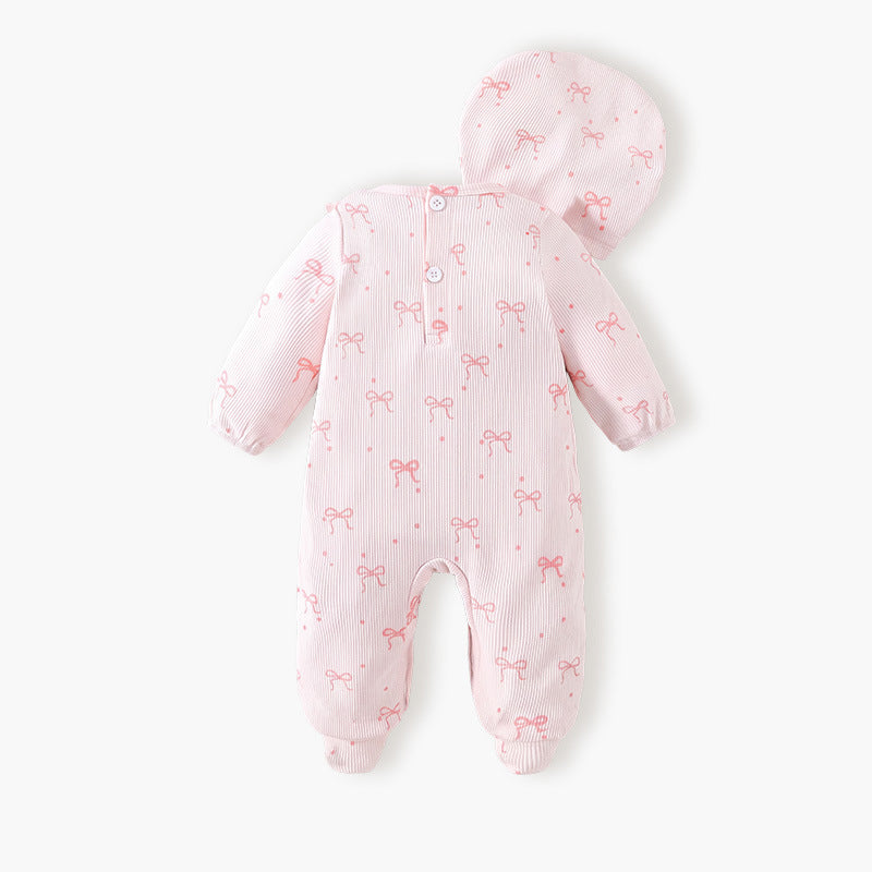 baby onesie, autumn outfit, newborn clothing, long-sleeved bowknot, spring and autumn cute princess baby girl romper
