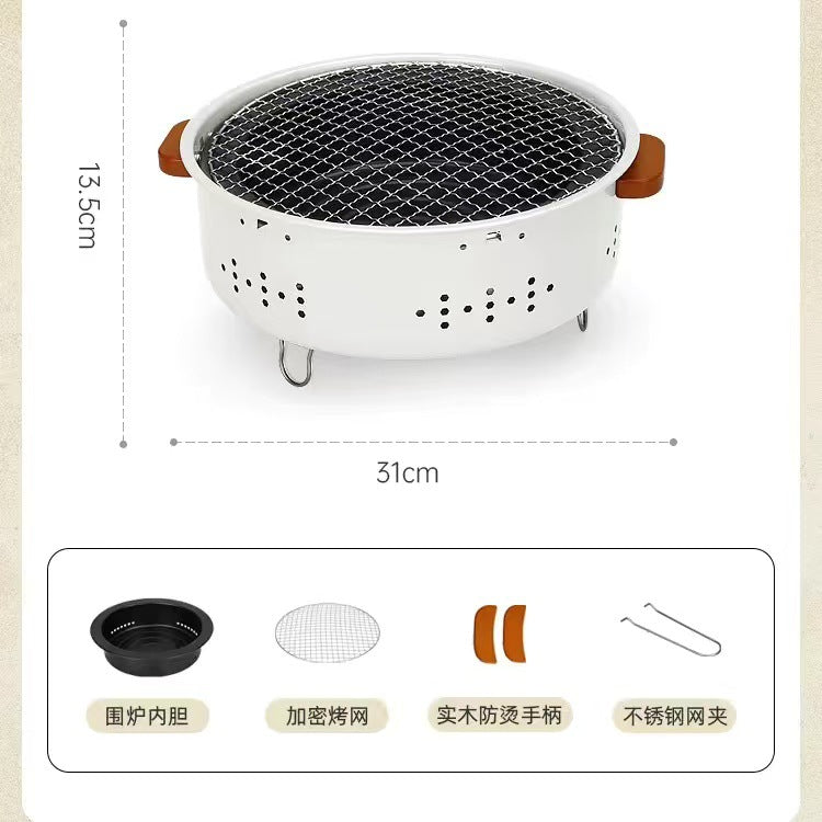Household oven convenient round oven tea making barbecue multi-function barbecue grill outdoor barbecue charcoal