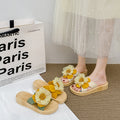 Women's summer outdoor slides - chunky 4cm platform, lightweight princess style, height increasing slippers, dai ethnic style floral slides