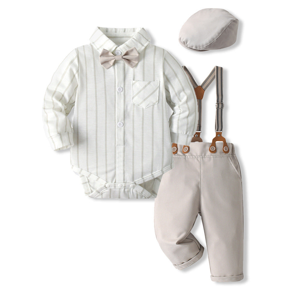 new product spring boys suit cotton printing baby boy long-sleeved shirt romper birthday first birthday dress