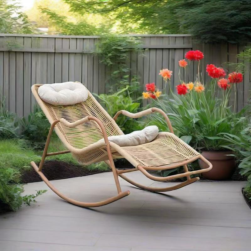 Lazy rocking chair rattan lounge chair adult lunch break for home sofa outdoor courtyard terrace leisure chair balcony casual chair