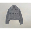 spring/autumn women's designer wool blend jacket: unique streetwear style, relaxed fit, cropped length