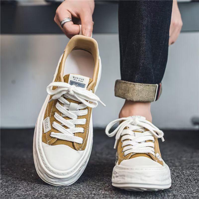 Canvas men's winter breathable casual low-top flat shoes - student trendy versatile athletic design niche canvas shoes