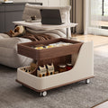 Movable sofa side table, vintage style rolling cart coffee table, height adjustable folding small apartment home living room furniture