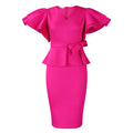 D3314  new arrival: fashionable, elegant, and chic ruffle-trimmed solid color bodycon party dress - african style