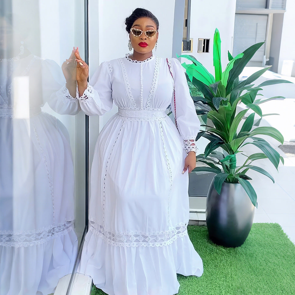 African plus size women's clothing   foreign trade cross-border maxi dress european and american elegant long dress skirt