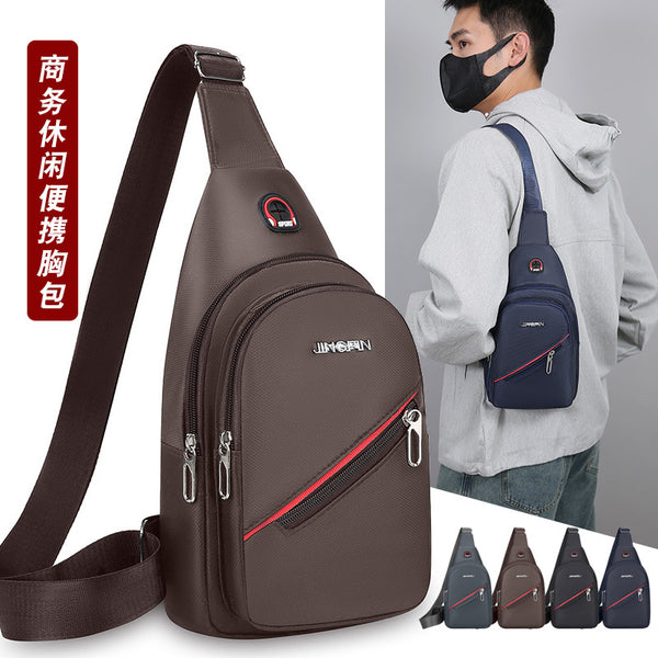 Wholesale Korean version casual breast bag Oxford cloth backpack trendy men's messenger bag zipper bag cross casual bag black