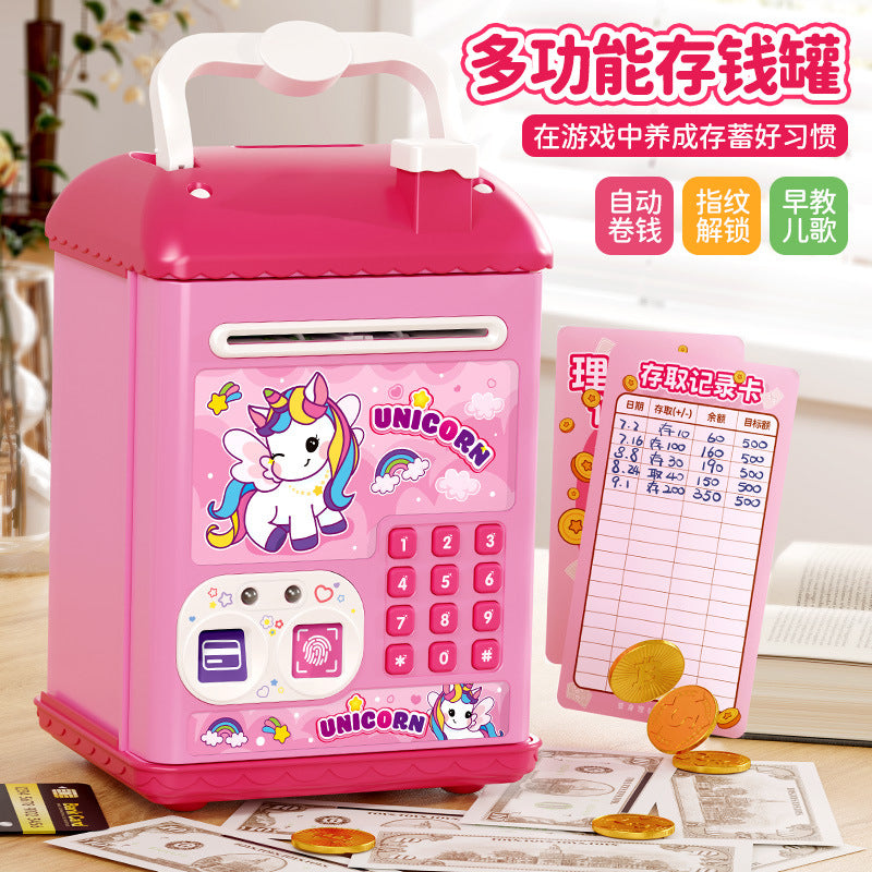 Kids' money bank safe box savings jar birthday graduation gift piggy bank storage coin bank automatic money suction