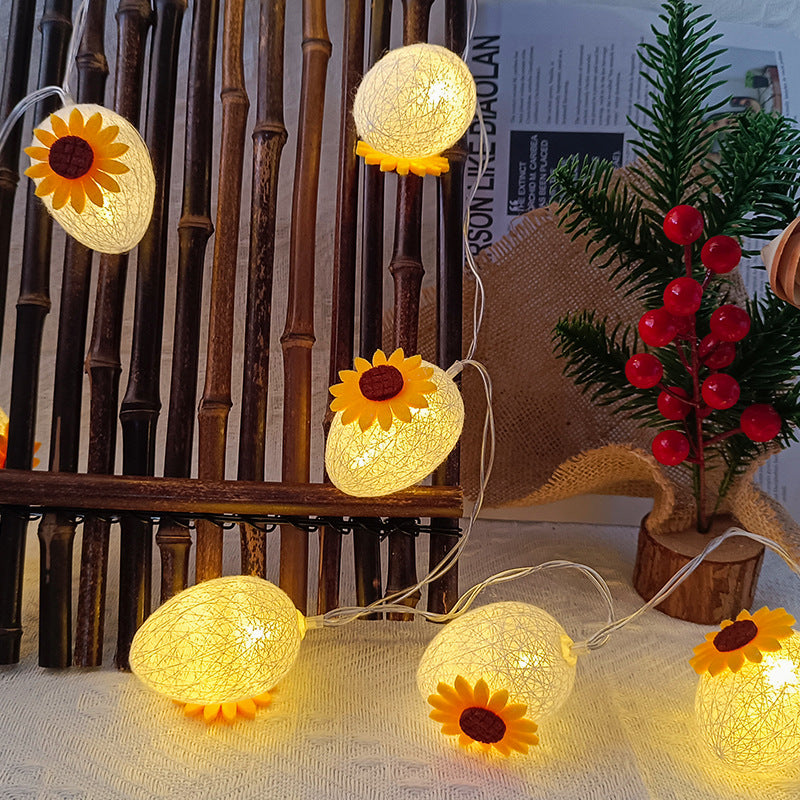 2025 new Easter egg light led lights flash string sunflower cotton thread ball egg-shaped cartoon atmosphere light