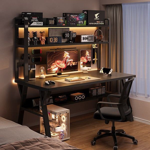 Desk bookshelf all-in-one table with perforated board modern casual bedroom gaming table student for home desktop computer table