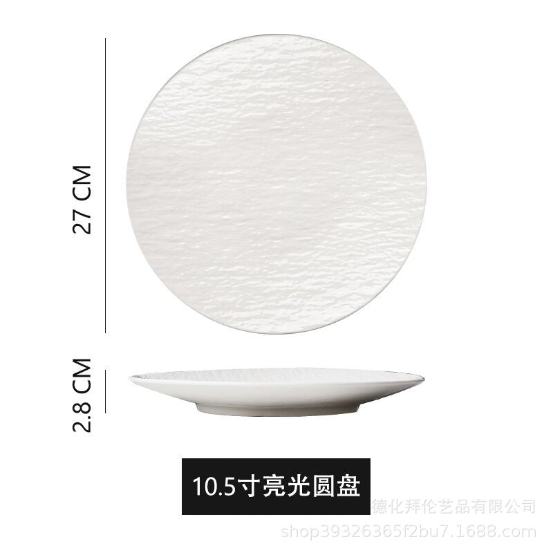 Embossed stone texture plate - steak plate for hotel & restaurant use - creative ceramic western dinner plate for home - pasta plate