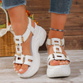 Wholesale women's plus size double buckle flat flip-flops - cross-border retro casual lightweight beach sandals