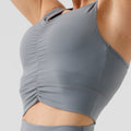 sexy ruched sports bra - wearable as outerwear, with padded cups, eco-friendly recycled materials, high-impact workout bra for women