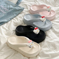 Flip-flops cute cartoon kitty outer fashion beach shoes neutral hong kong style popular flip-flops non-slipthick sole slippers