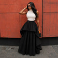 European and american cross-border african women's fashion  summer new style: trendy plaid design, slimming a-line long midi skirt