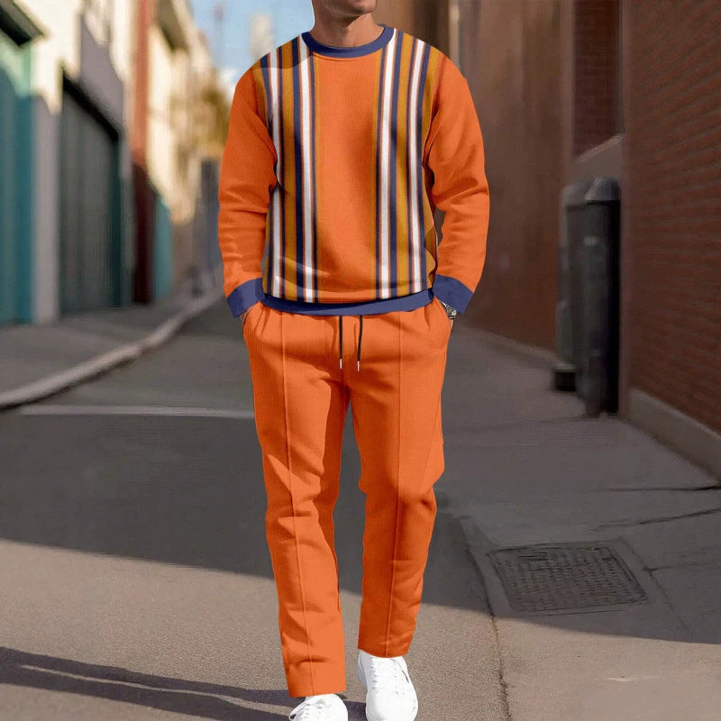 cross-border e-commerce 3d digital print men's autumn/winter new casual fitted long-sleeve hoodie and pants set