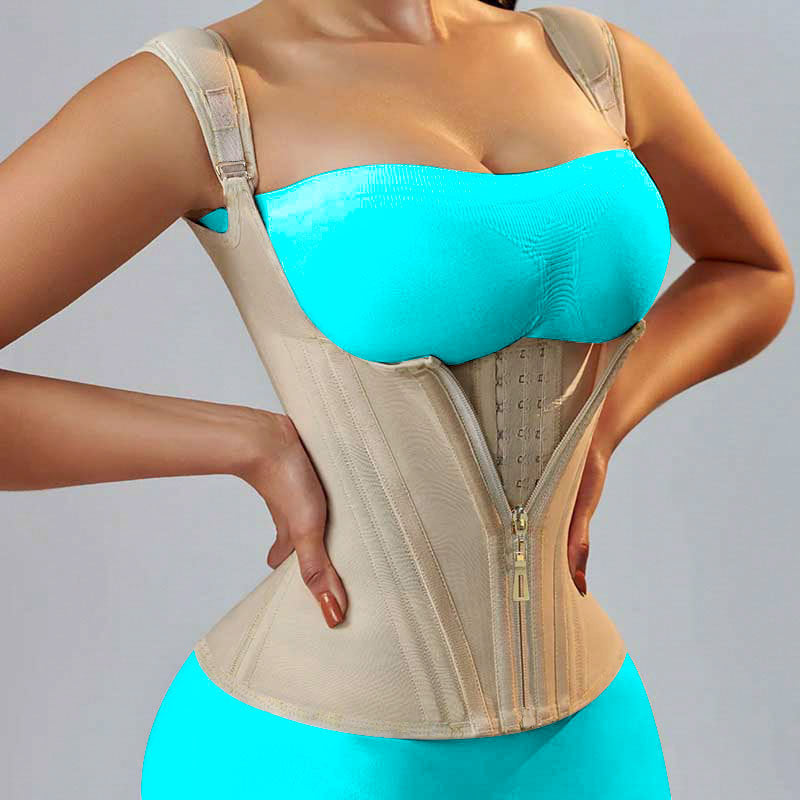 Xiyin tik  hot zipper double-layer steel frame tight waist shaping tops abdominal latex shaping vest