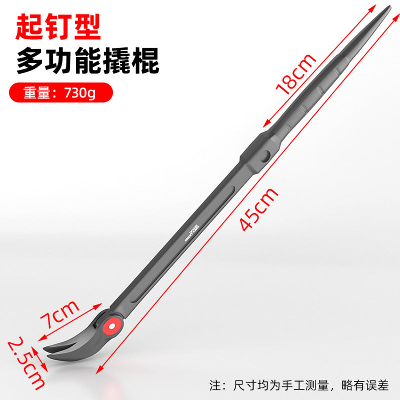 Multifunctional crowbar nail lifter, tire pry rod, crowbar steel crowbar upturned rod double-headed stick afterburner rod auto repair tool