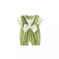 Newborn baby clothes summer thin jumpsuit baby girl forest green edge short-sleeved jumpsuit crawling clothes