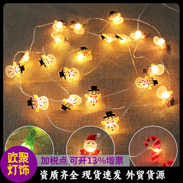 LED modeling copper wire lamp mini snowman cane snowflake fastener copper wire lamp decorative lights strictly selected light string