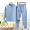 Kids german velvet heattechintimateswinterfleece-linedthickened boneless boys and girls quick-heating bottom pajamas home wear suit