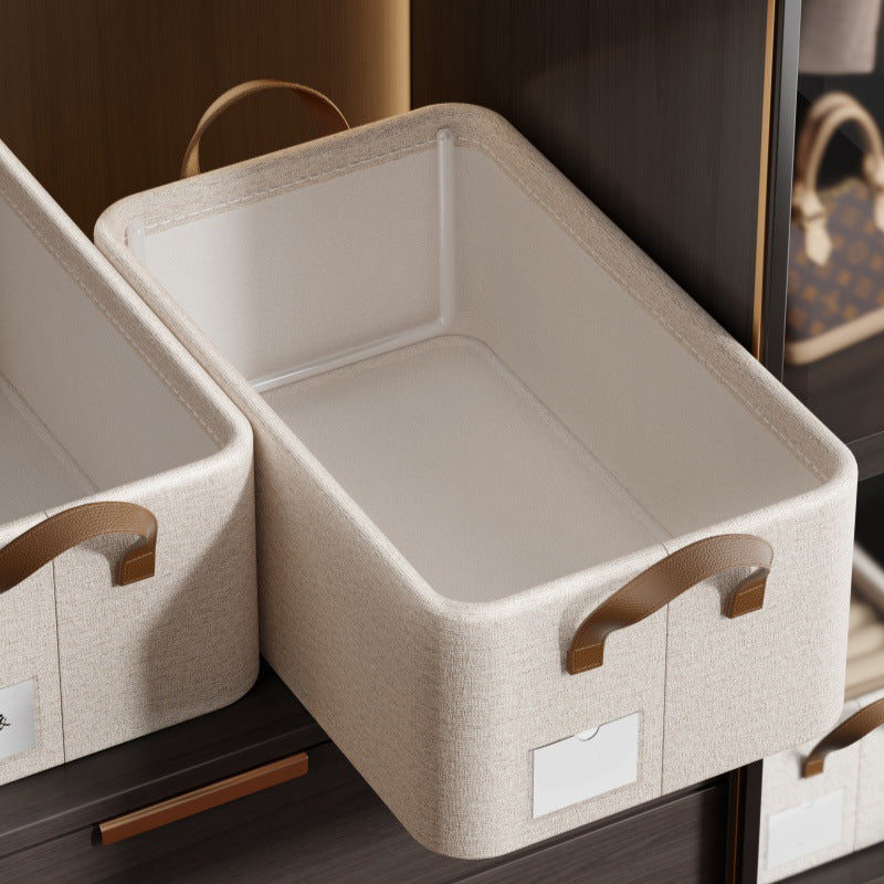 Customized cotton and linen clothing sorting storage box, wardrobe clothes storage basket, foldable fabric pants wardrobe storage box