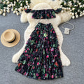 Floral off-the-shoulder bandeau cake dress two-piece set - women's summer sweet & sultry romantic maxi dress outfit