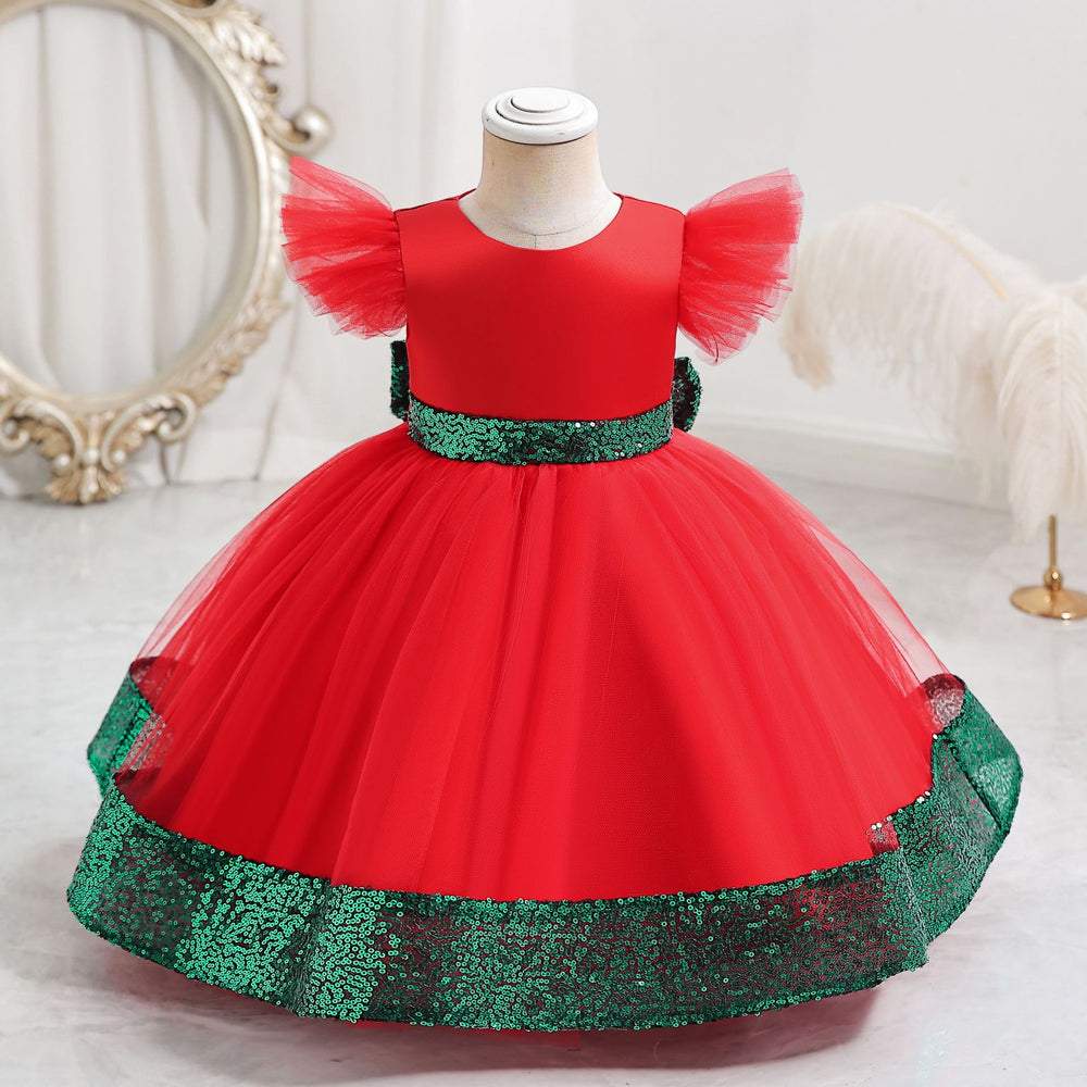 Export ready-made tulle sequinkids dress princess dress baby girl christmas dress baby dress