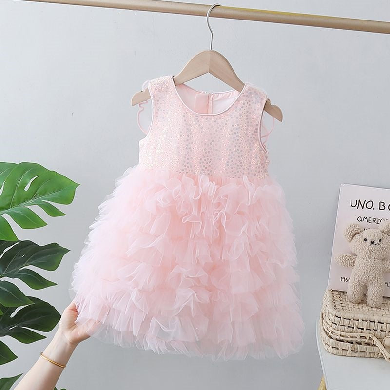 Girls' summer dress: new stylish children's summer outfit, baby girl princess dress, little girl's tiered dress