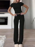 2025 amazon fashion cross-border new casual suit short sleeve tops pants home clothes sportswear yoga clothes