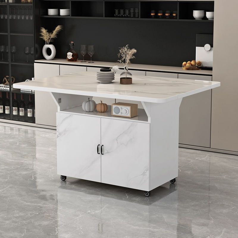 Movable foldable dining table small apartment for home rectangular foldable island table multifunctional storage storage sideboard