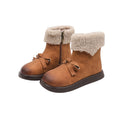 Girls' bowknot casual princess ankle boots - autumn/winter versatile kids' indoor/outdoor warm fleece-lined thickened trendy boots