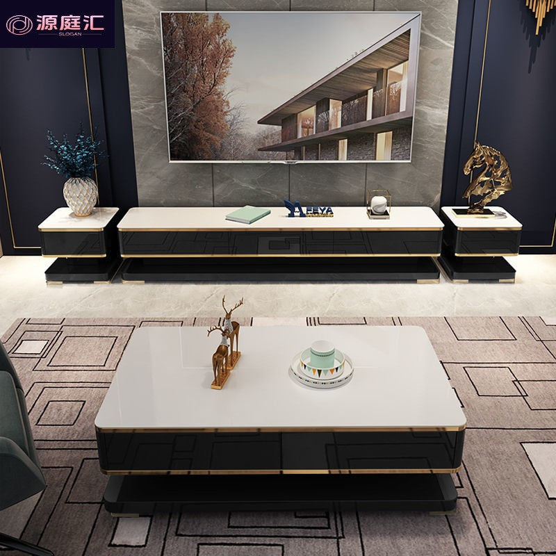 Accessible luxury slate tv cabinet coffee table modern casual living room for home creative small apartment scandinavian telescopic tv cabinet