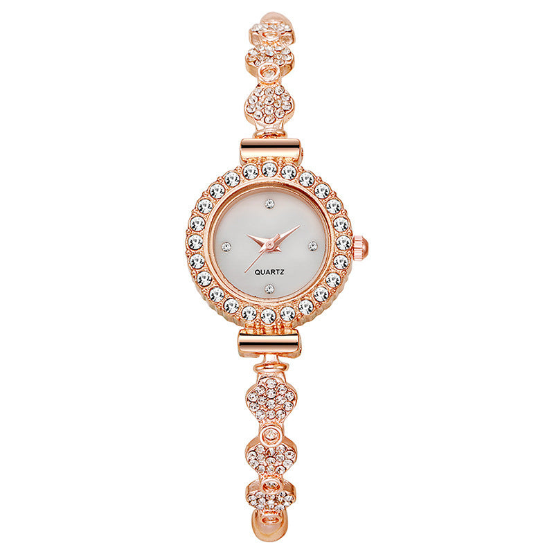 girls watch with small diamonds inspreppy style elegant dial decoration lazy pull-out small bracelet women's watch