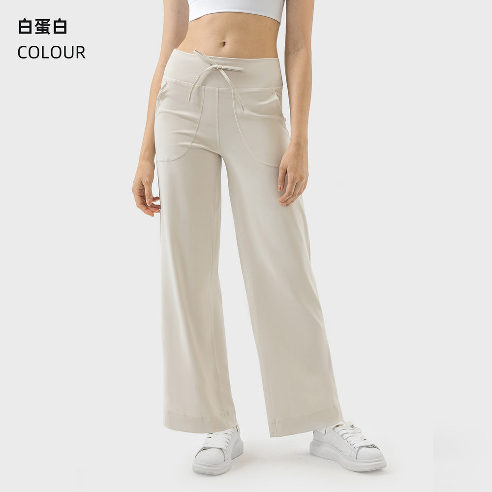 New breathable loose fit wide leg pants with large pockets - women's activewear yoga pants - casual long pants dl336