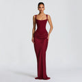 European and american style  spring new arrival: solid color fashion square neck sleeveless slim-fit patchwork ruched bodycon dress