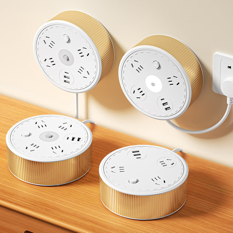 Round retractable socket multi-functional telescopic power strip dormitory power strip usb power strip for home power strip long line