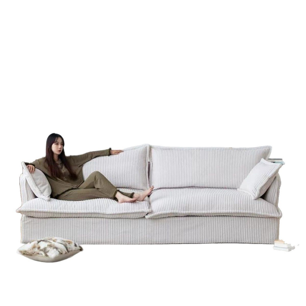 Fabric sofa corduroy cream retro small apartment scandinavianfor home living room double casual removable sofa