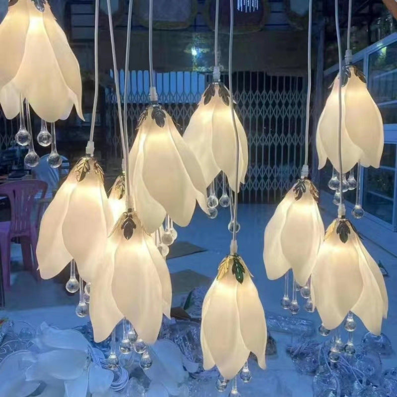 Wedding props Magnolia Road Guide Wedding Double-layer Rubik's Cube chandelier Stage ceiling decoration Lily of the Valley fruit hanging string lamp