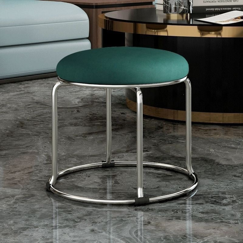 Accessible luxury stoolfor homesoft bag short stool steel bar stool portable practical shoe changing stool coffee table stool carbon steel frame round stool no