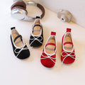 Ready-to-ship korean-style bow-tie princess leather shoes for kids, bean shoes, simple and stylish soft-soled flats for babies