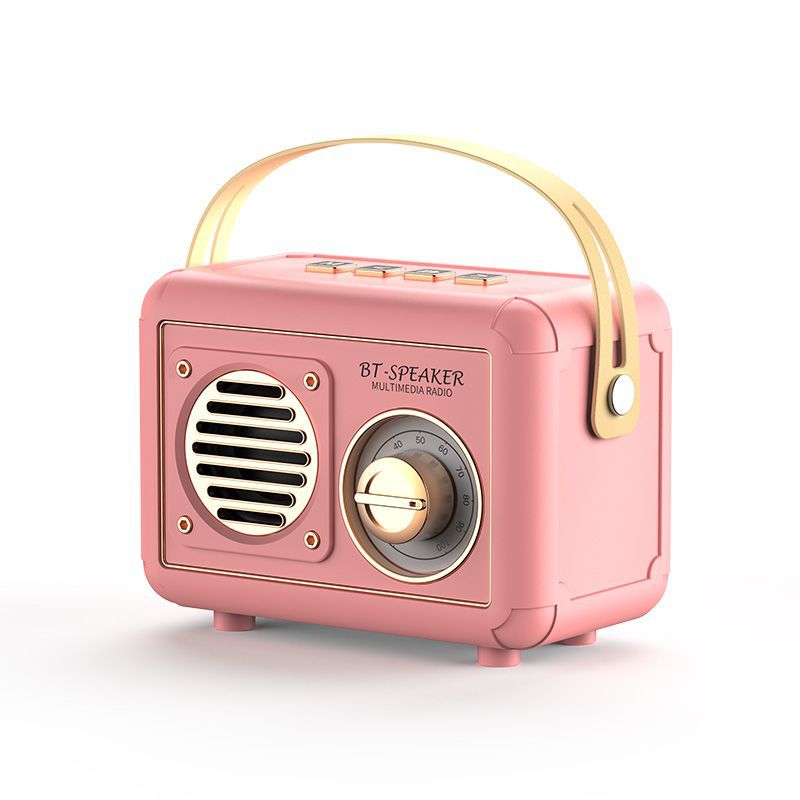 New retro bluetooth speaker - super loud volume, small home audio system with 9d surround sound, deep bass, and card slot - nostalgic sound
