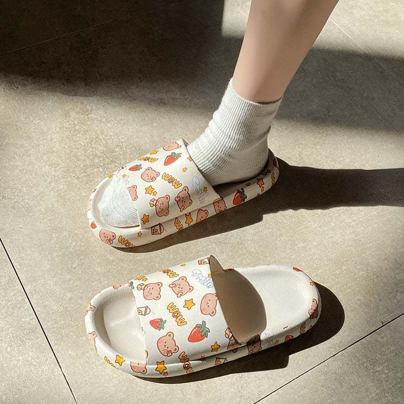 Women's new summer slippers: cloud-like comfort, cute & trendy, perfect for indoor/outdoor wear, soft sole, bathroom-friendly, non-slip, cartoon design, student-friendly sandals