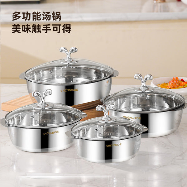 Wukong stainless steel thickened soup pot multi-functional soup bowl candy basin induction cooker suitable for small pot extra thick binaural cooking pot