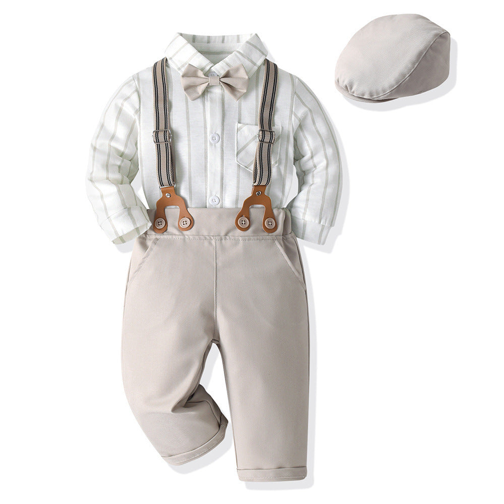 newborn baby boy long-sleeve cotton cute print outfit set - perfect for baby's birthday, 100-day celebration, and first birthday party
