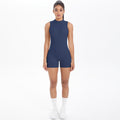 European and american new sleeveless barely-there open-back yoga bodysuit, tight-fitting activewear jumpsuit for outdoor running and fitness