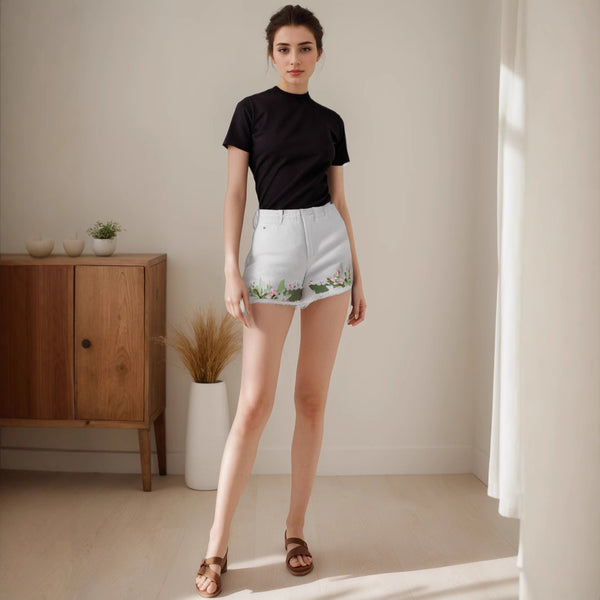 Europe, America,    fashion washed and printed women's shorts