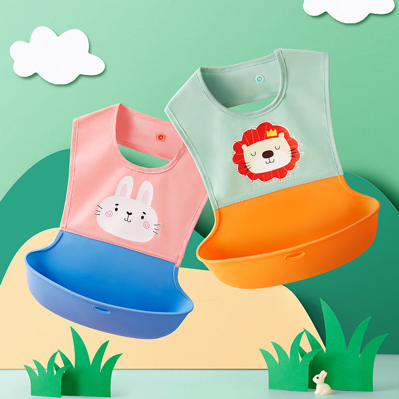 Baby eating bib type a rice bib 0-6 years old kids products waterproof anti-dirty cover baby food supplement silicone bib