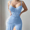 foreign trade sexy european and american lingerie see-through lace mesh seductive panties dress two-piece set for women