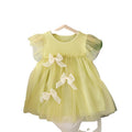 Girls' dress with flutter sleeves, summer baby girl mesh tutu dress, super fairy princess dress, performance bow trendy style